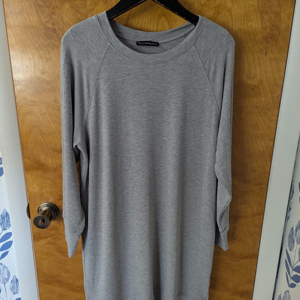 Nally & Millie Gray Long Sleeve Sweatshirt Dress